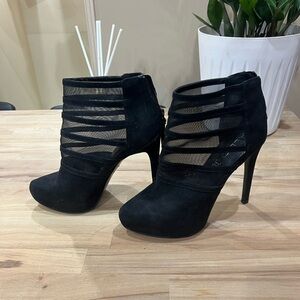 ALDO Platform Black Mesh Booties - Women's Size 7.5